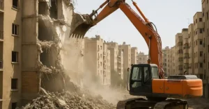 مقاول هدم تحت إشراف الدفاع المدني بالرياض